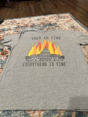 "This Is Fine" Capitol On Fire Design Tee Size Large